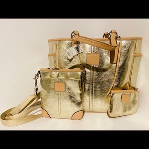 NWT Coach 26141E Gold Metallic Leather Set